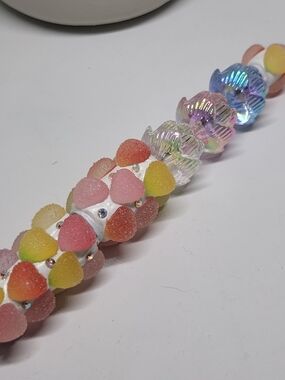 Candy Heart Crystal Beaded Pen - Pastel Pink, Yellow, Orange